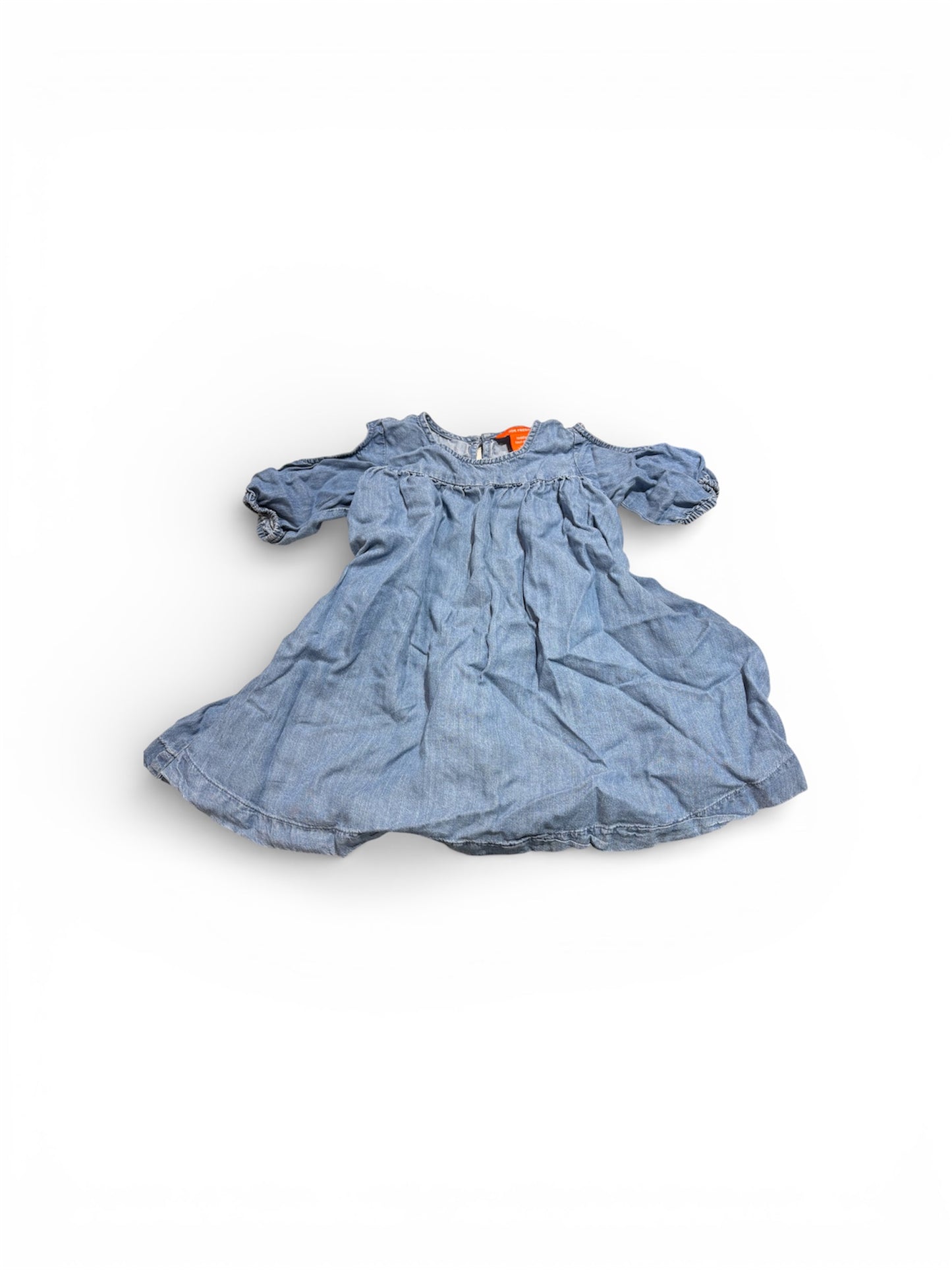 Cold shoulder denim print dress 4T