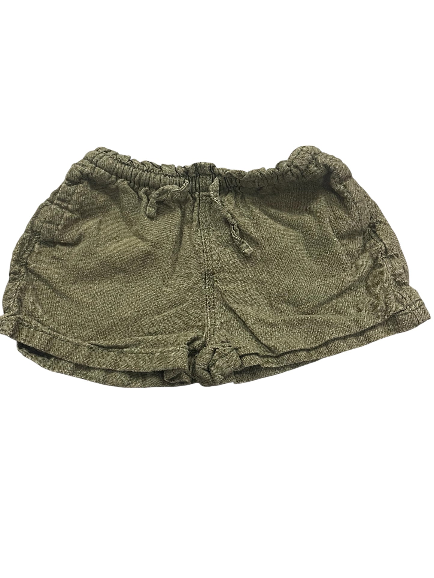 Green Linen Mix Shorts 2