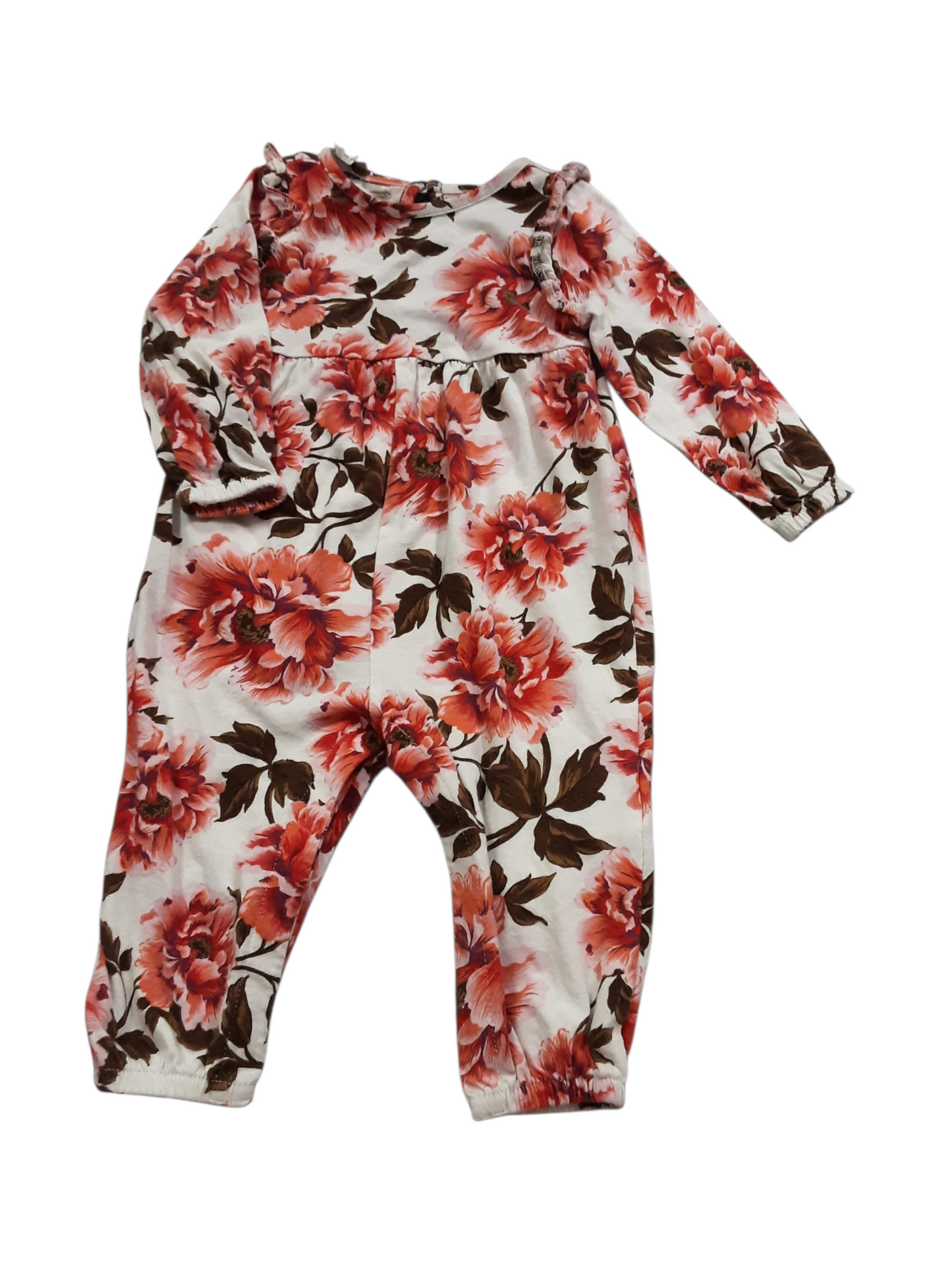 Pink floral. Size 6 to 12 months.