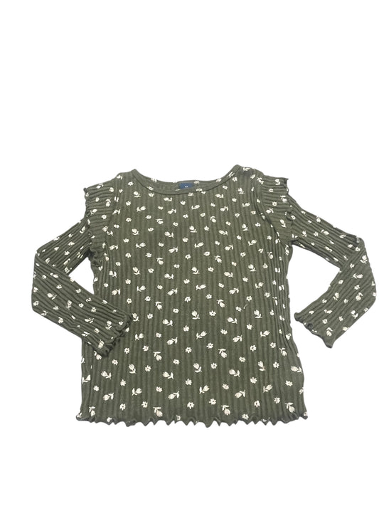 Ribbed Green Floral Print Long Sleeved Size 4