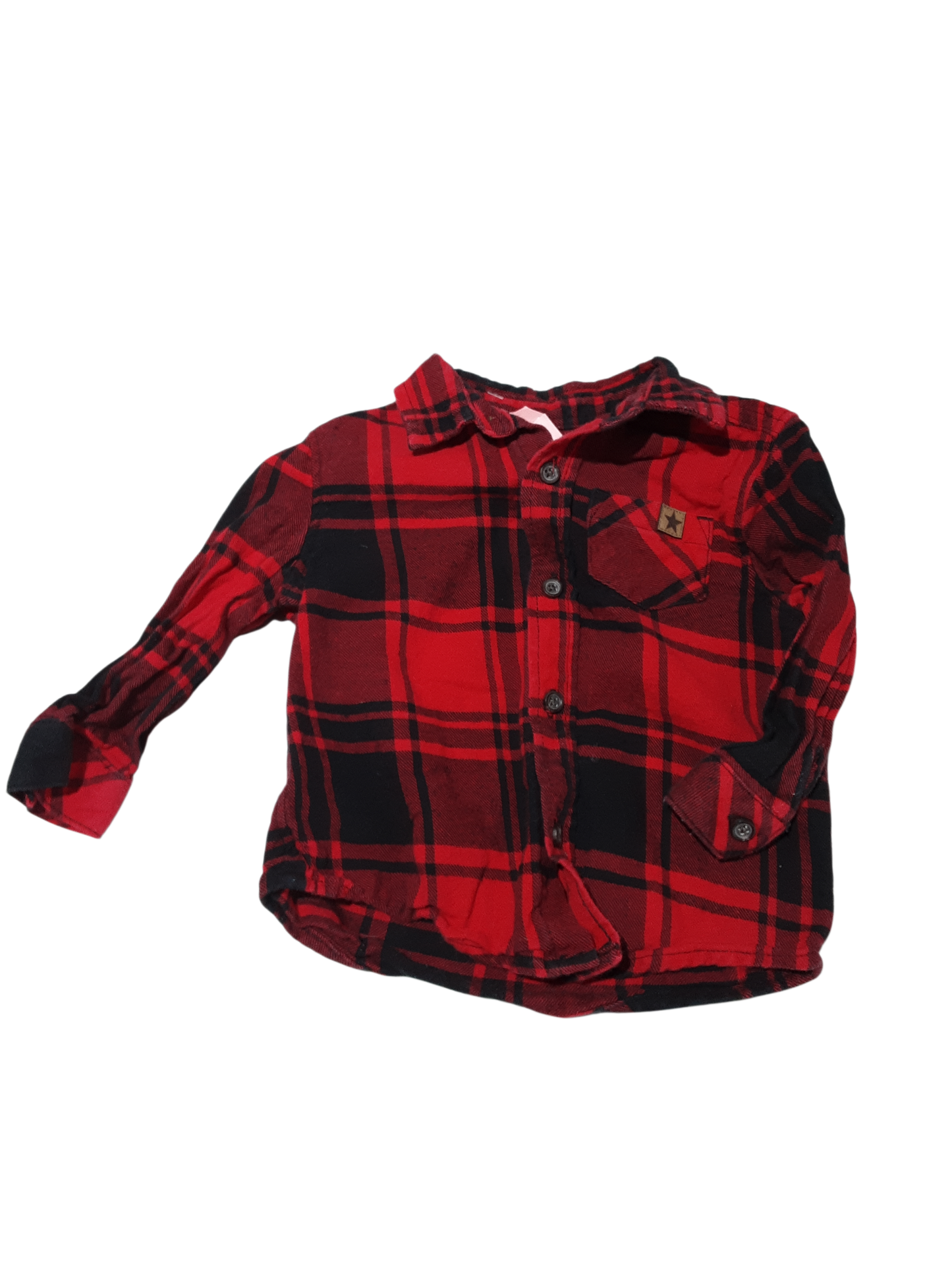 Plaid button up 6-12m