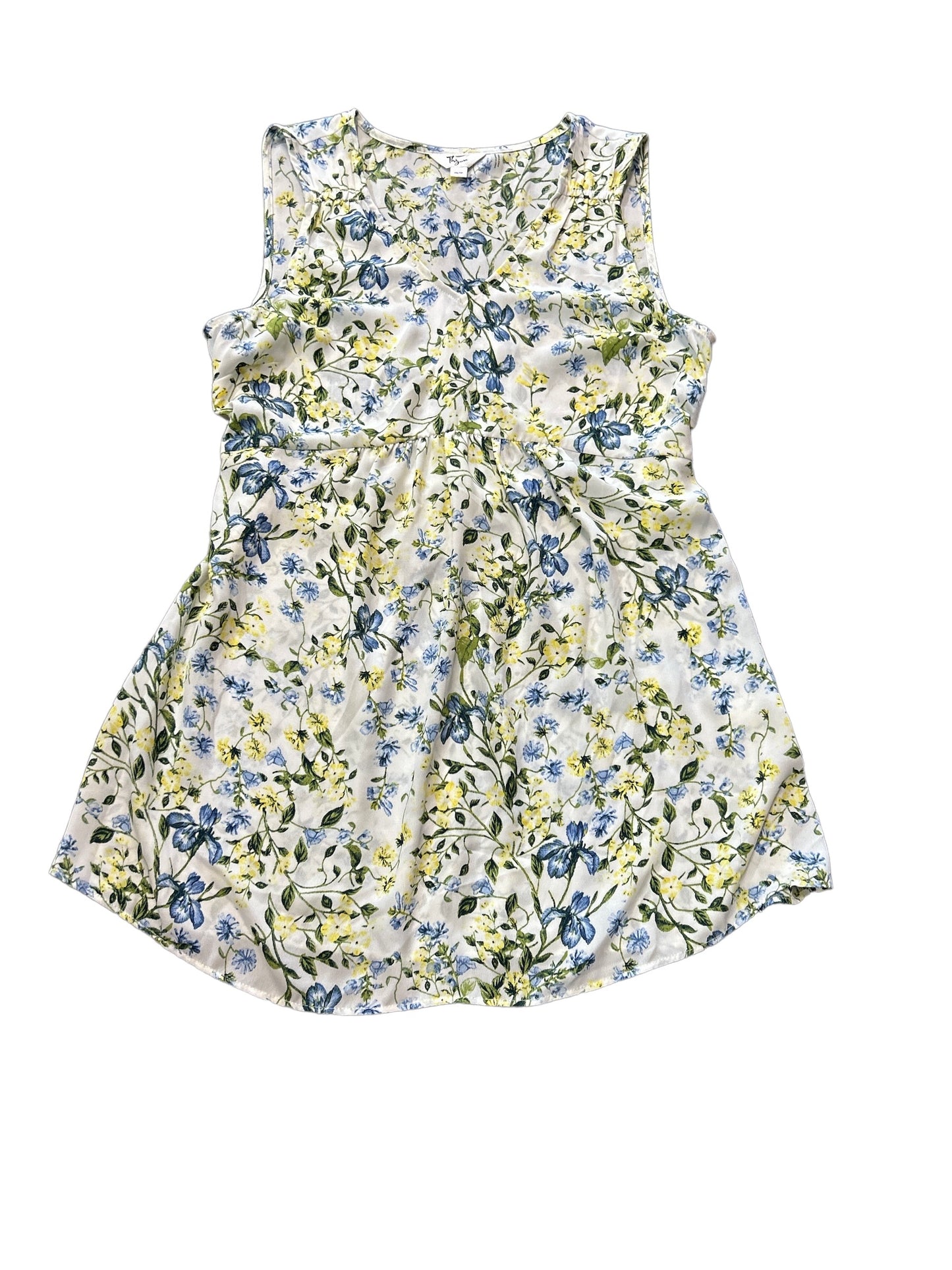 Pretty blue and yellow flowered blouse. Xsmall.