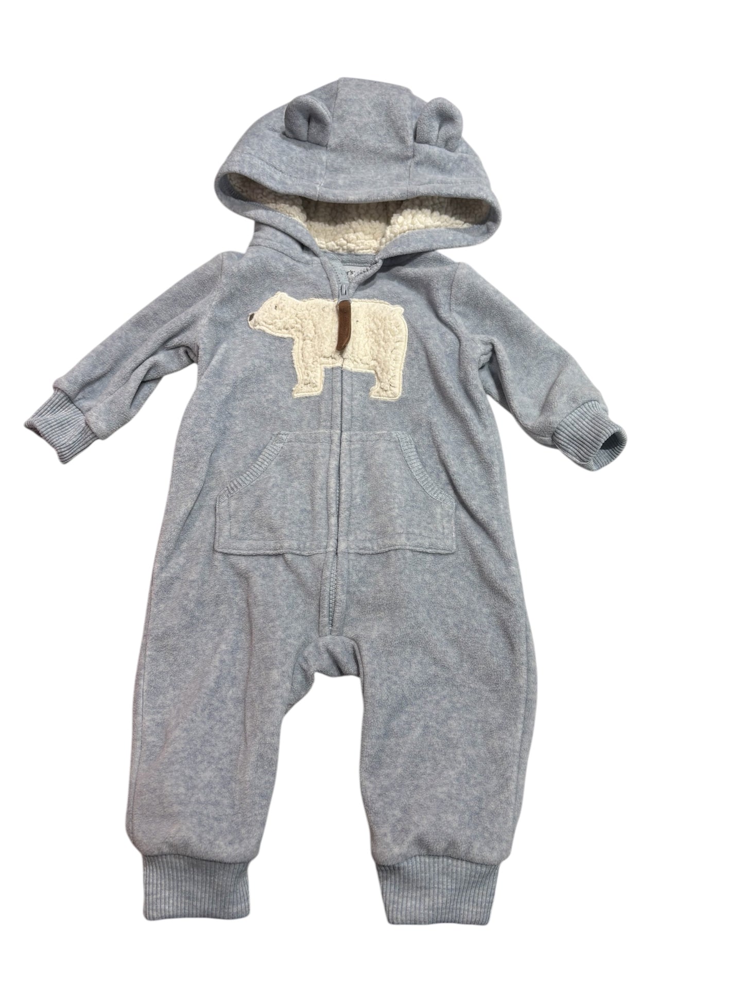 Fleece polar bear 1 piece outfit 3m