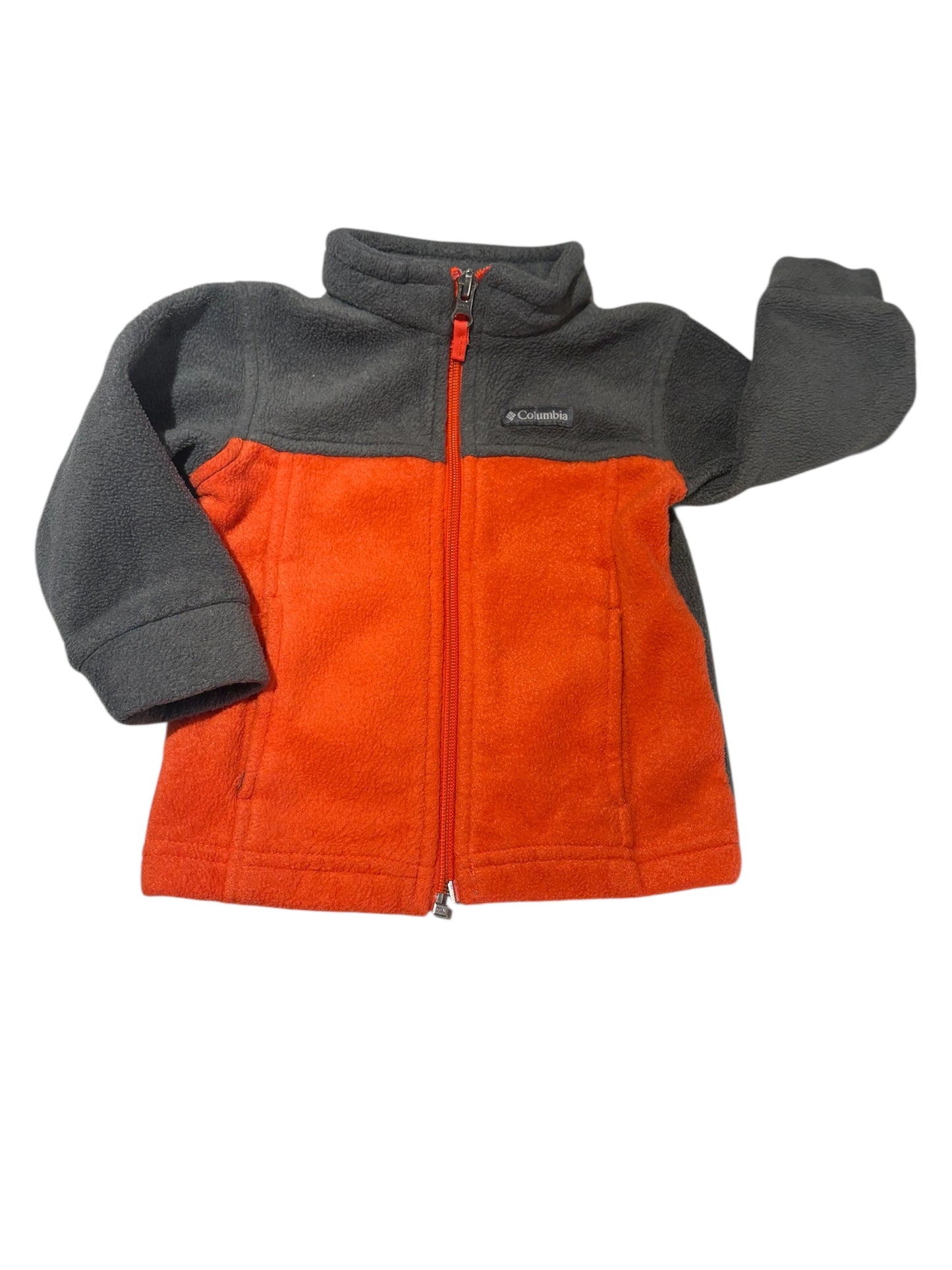 Grey and orange fleece zip up 12-18m