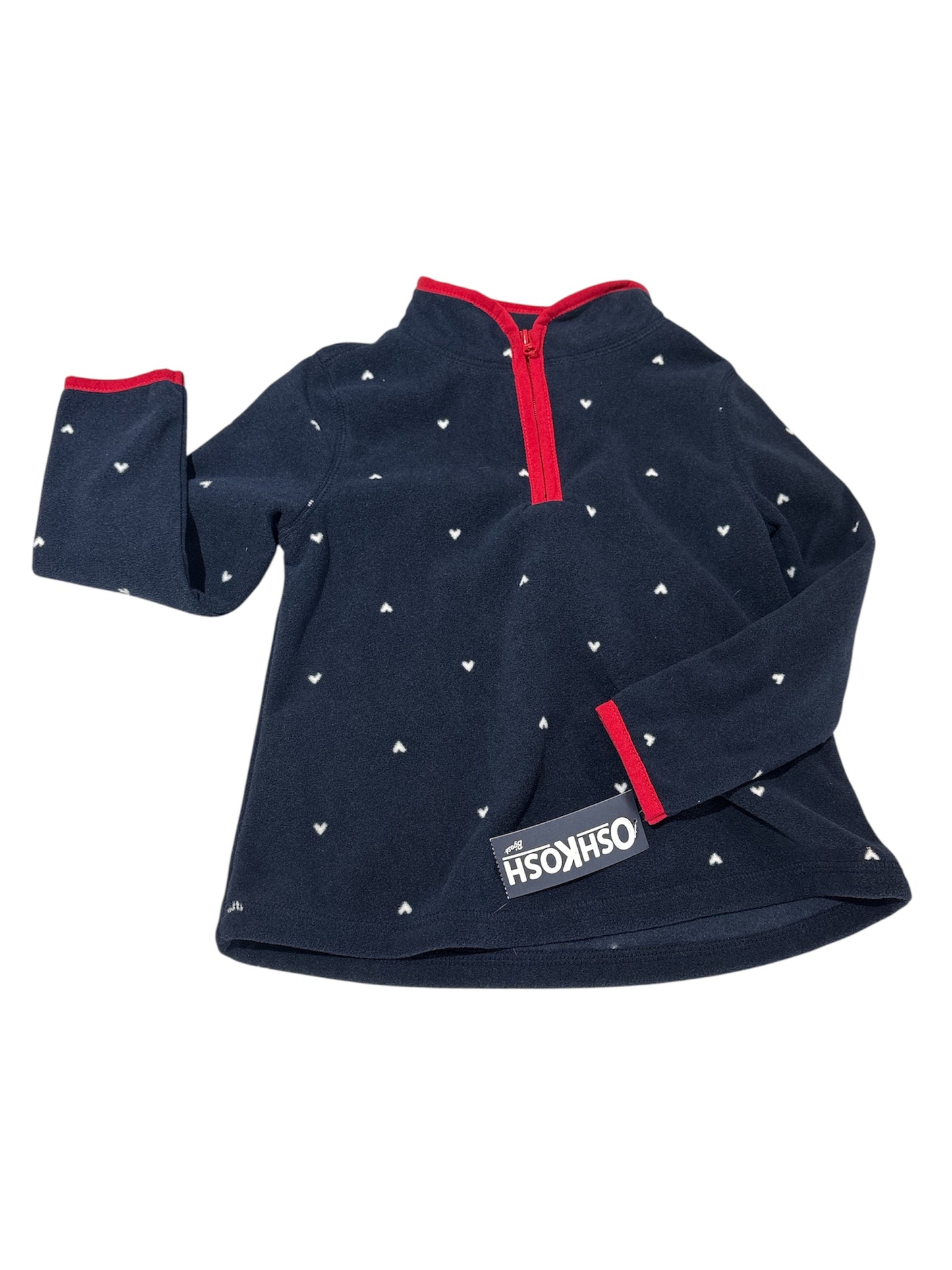 Fleece hearts quarter zip 3T