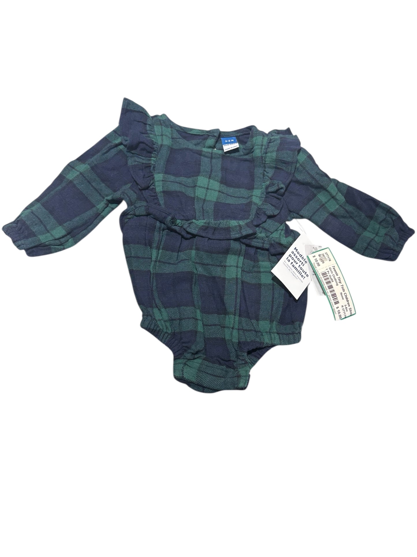 Plaid onesie 3-6m