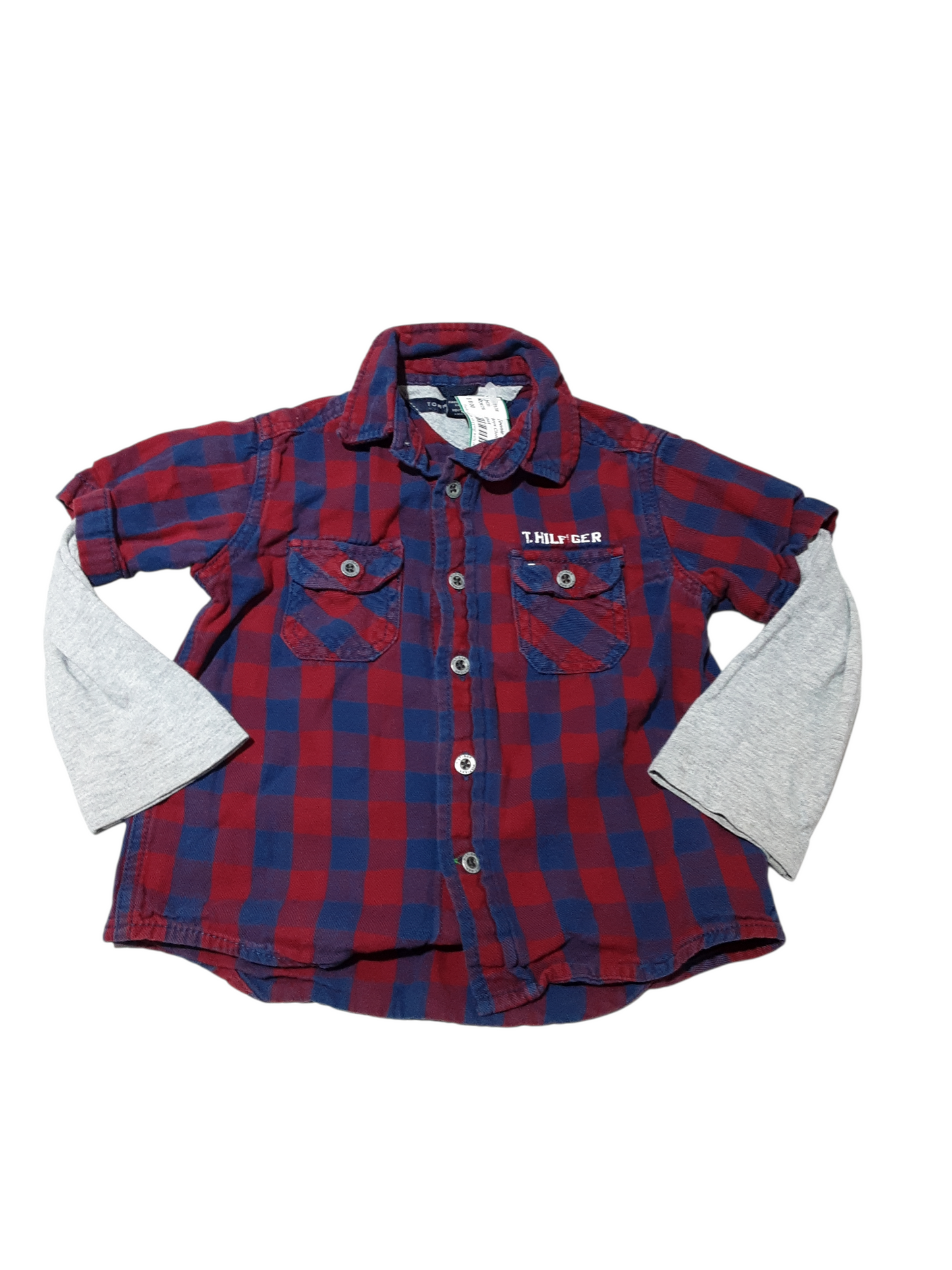 Plaid two-toned long sleeve 2T