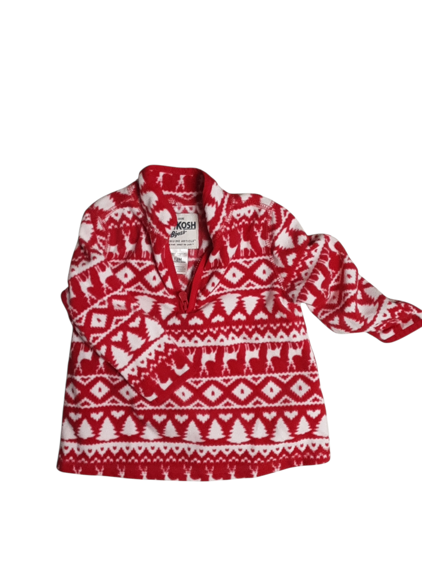 Red and white fleece size 12m