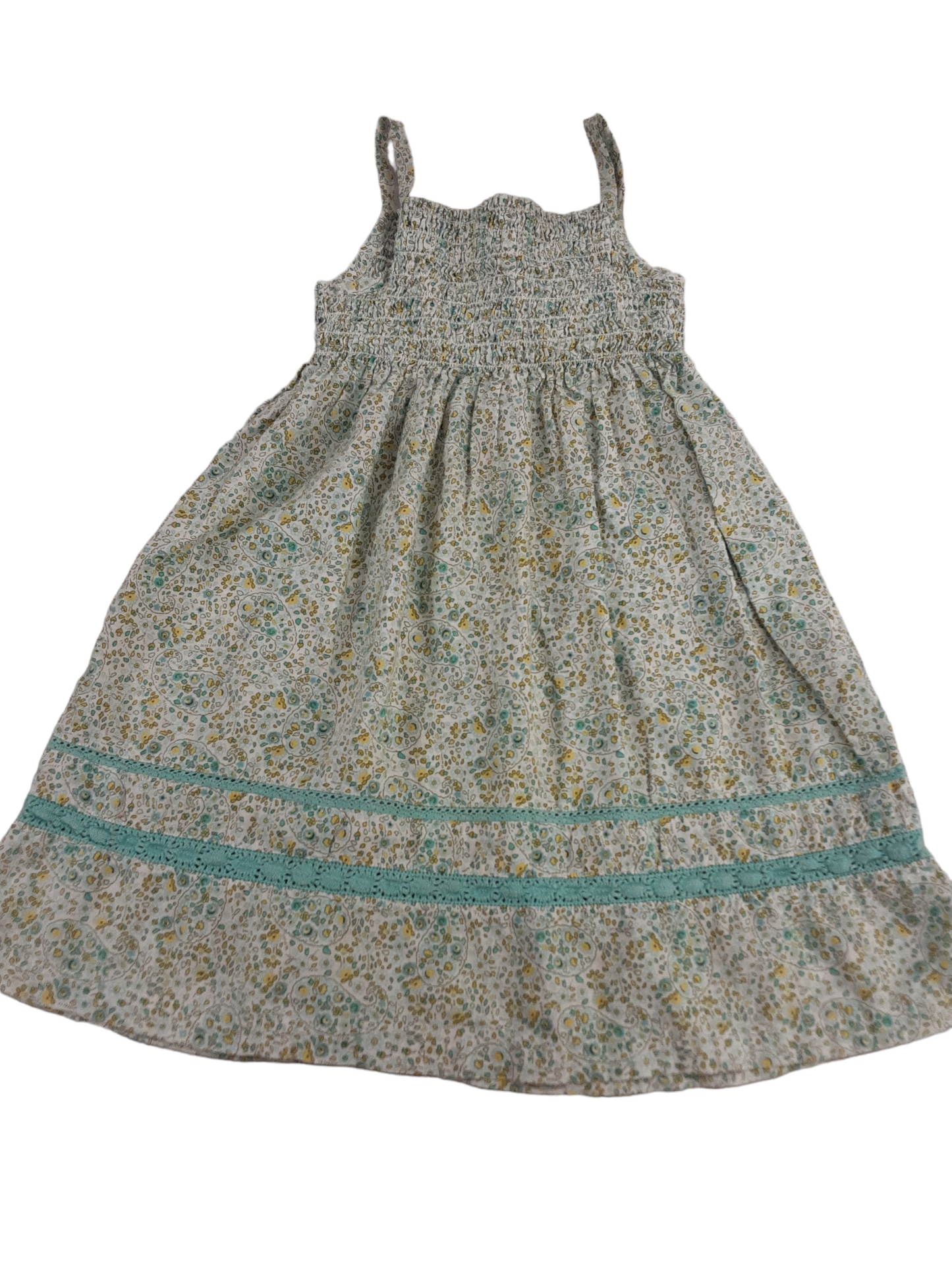 Green-yellow print sundress size 2
