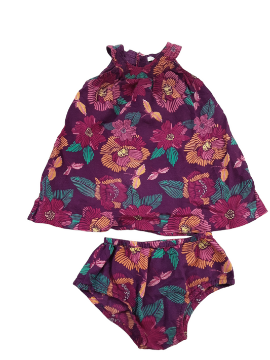 Purple floral lined sundress with bottoms size 12months