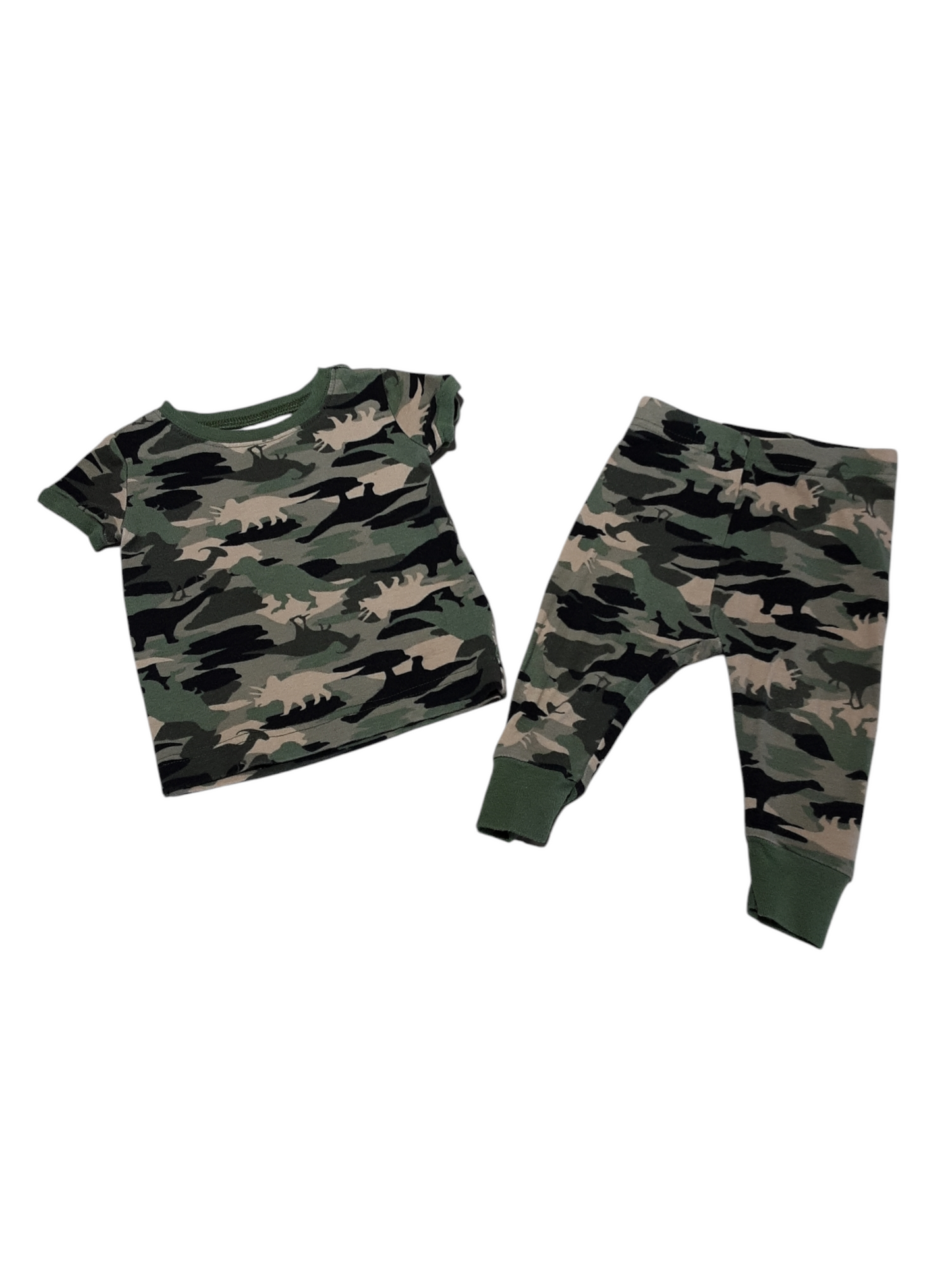 2 piece camouflage dinosaur pjs 6-12m