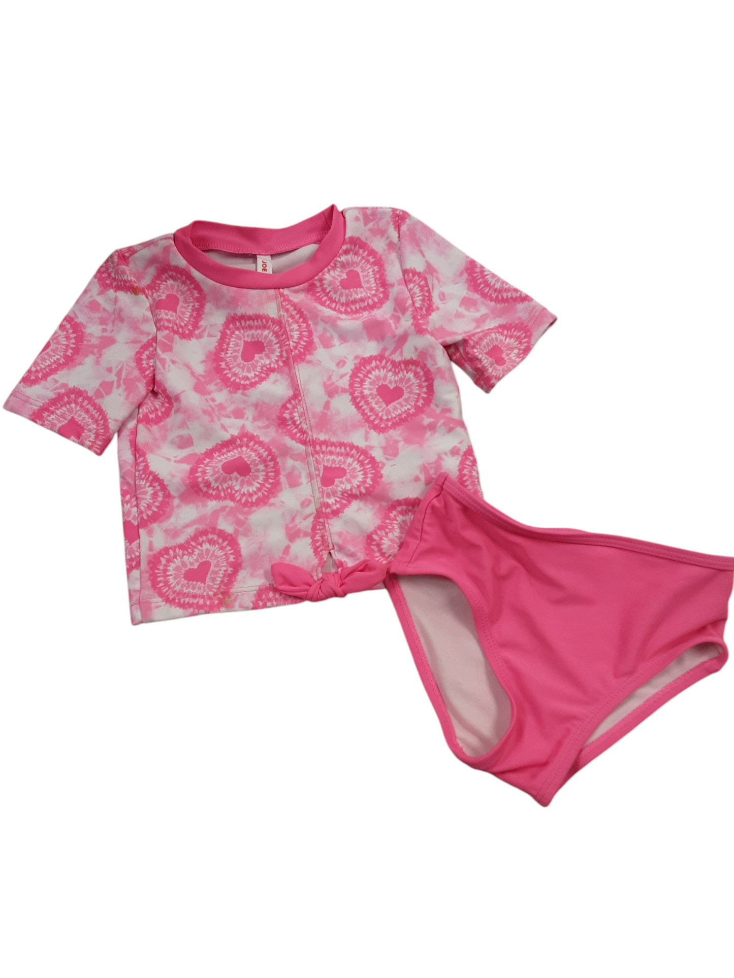 Fluorescent pink heart 2 pc swimsuit, size 2