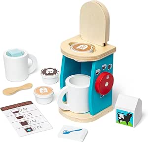 Melissa & Doug 11-Piece Brew and Serve Wooden Coffee Maker Set