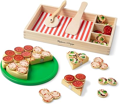 Melissa & Doug Wooden Pizza Play Food Set With 36 Toppings