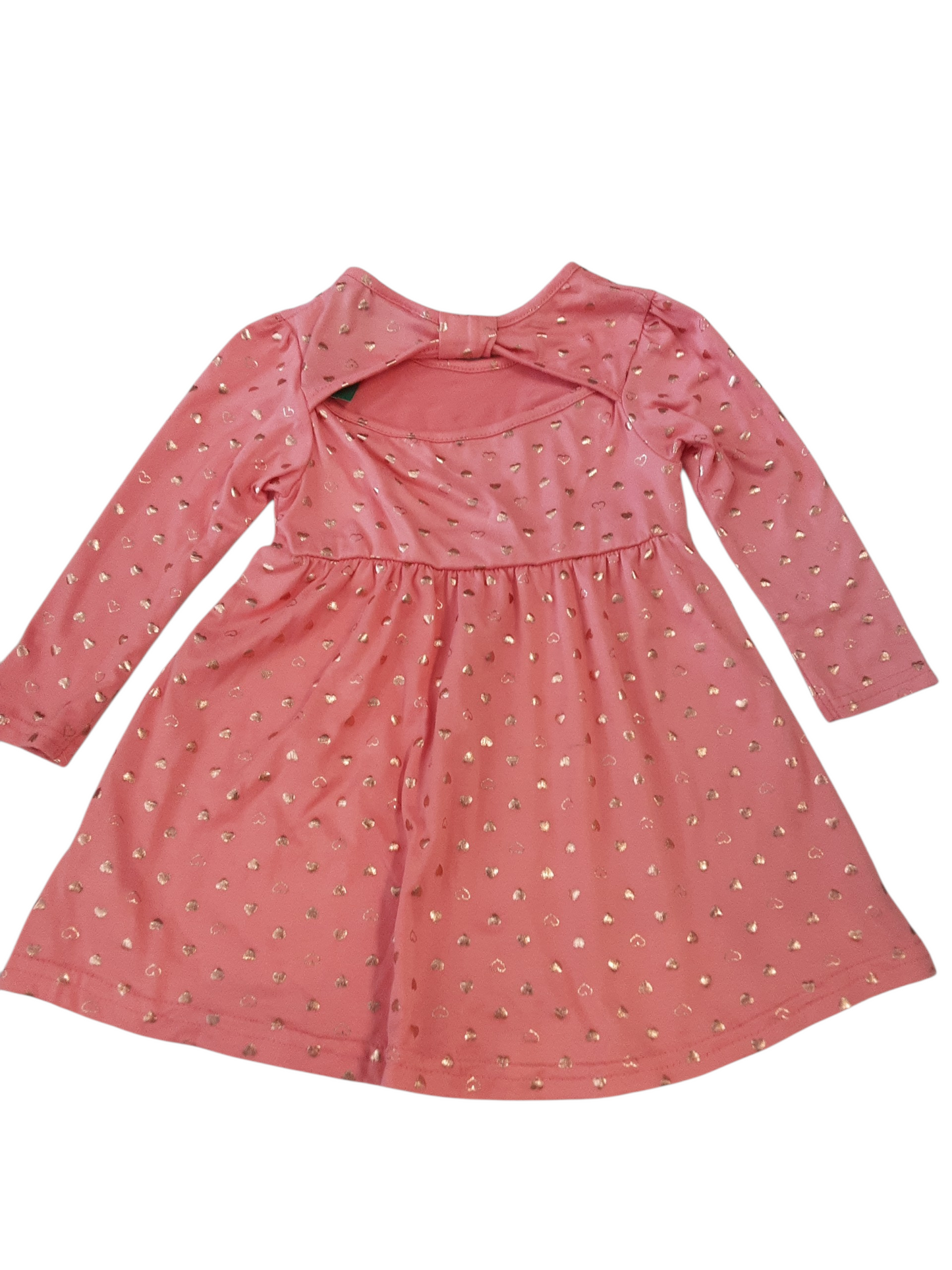 Coral & gold heart dress with keyhole back size 2