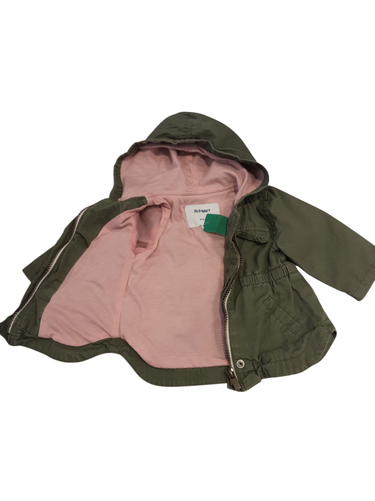 Pink lined Khaki jacket size 3-6months