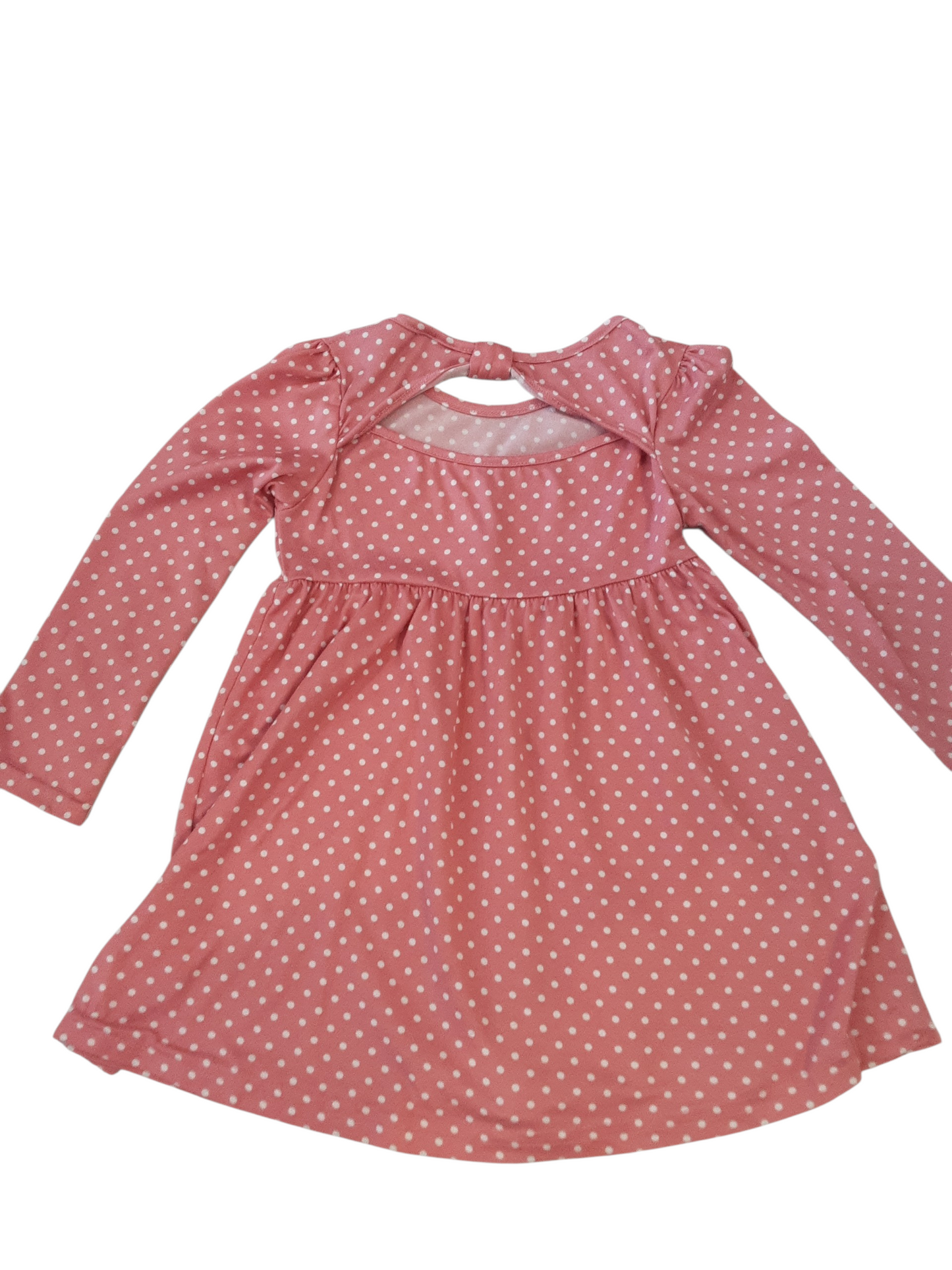 Peach with white polka dot dress with key hole back size 4