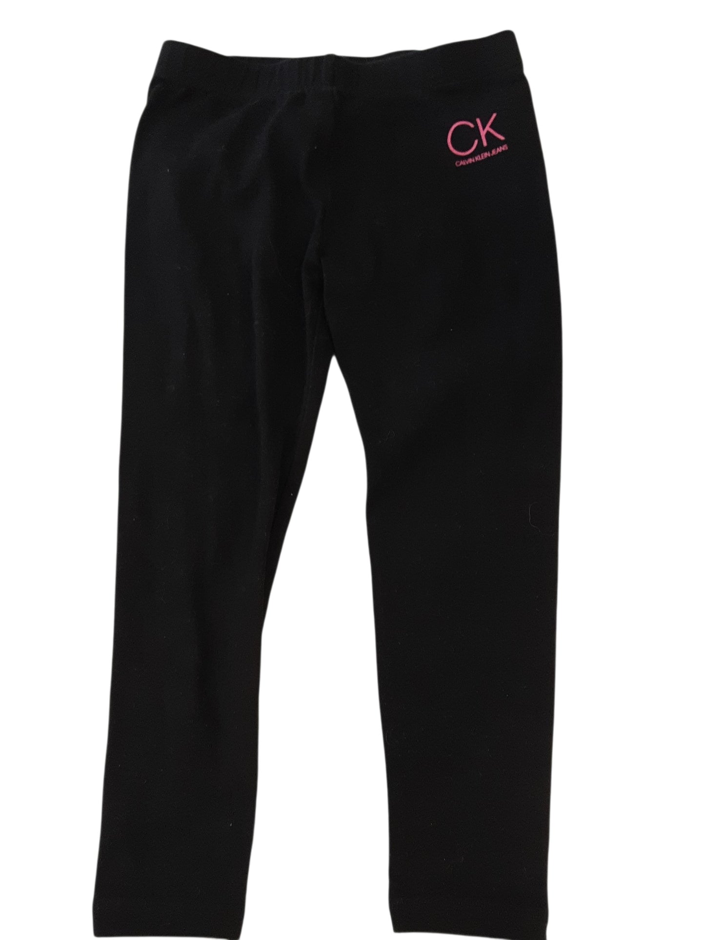 Black leggings with CK logo in hot pink size 4-5