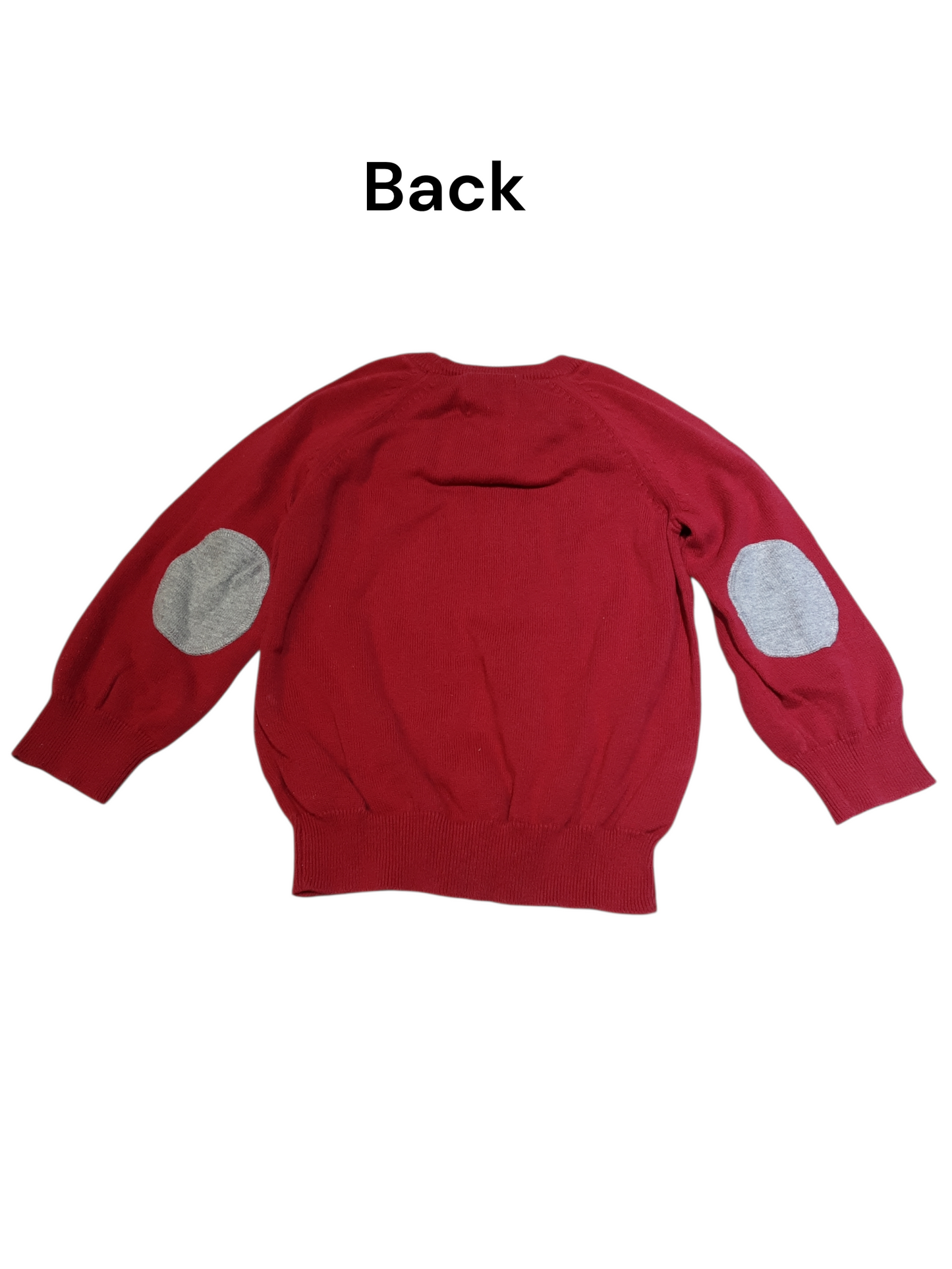 Red sweater with Gray Elbow Patches size 4