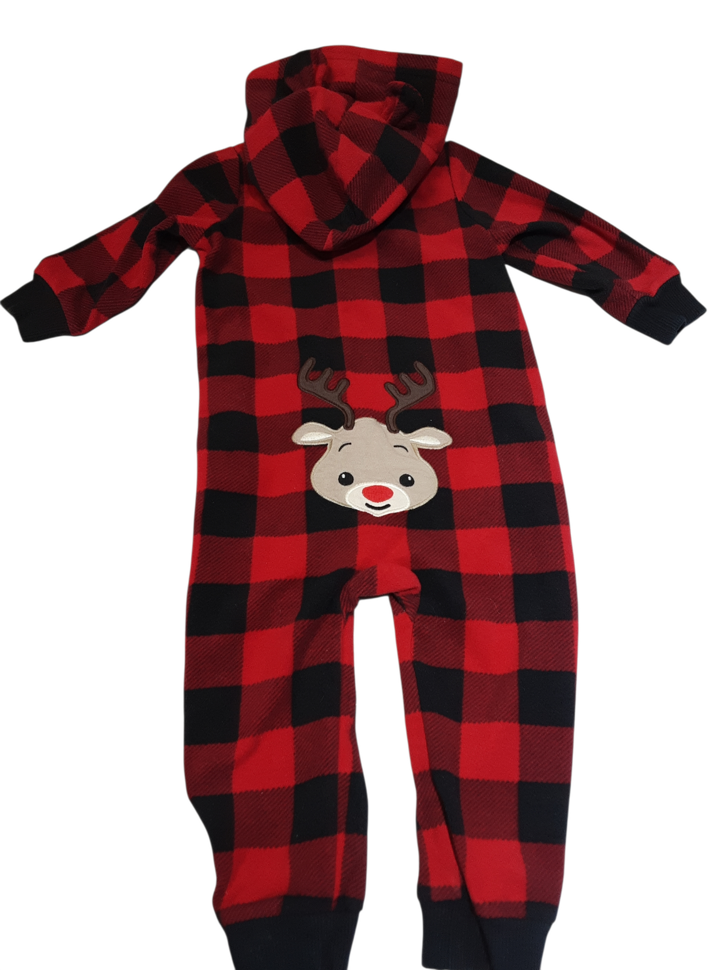 Plaid Deer 🦌 Fleece Hooded Romper size 18-24months