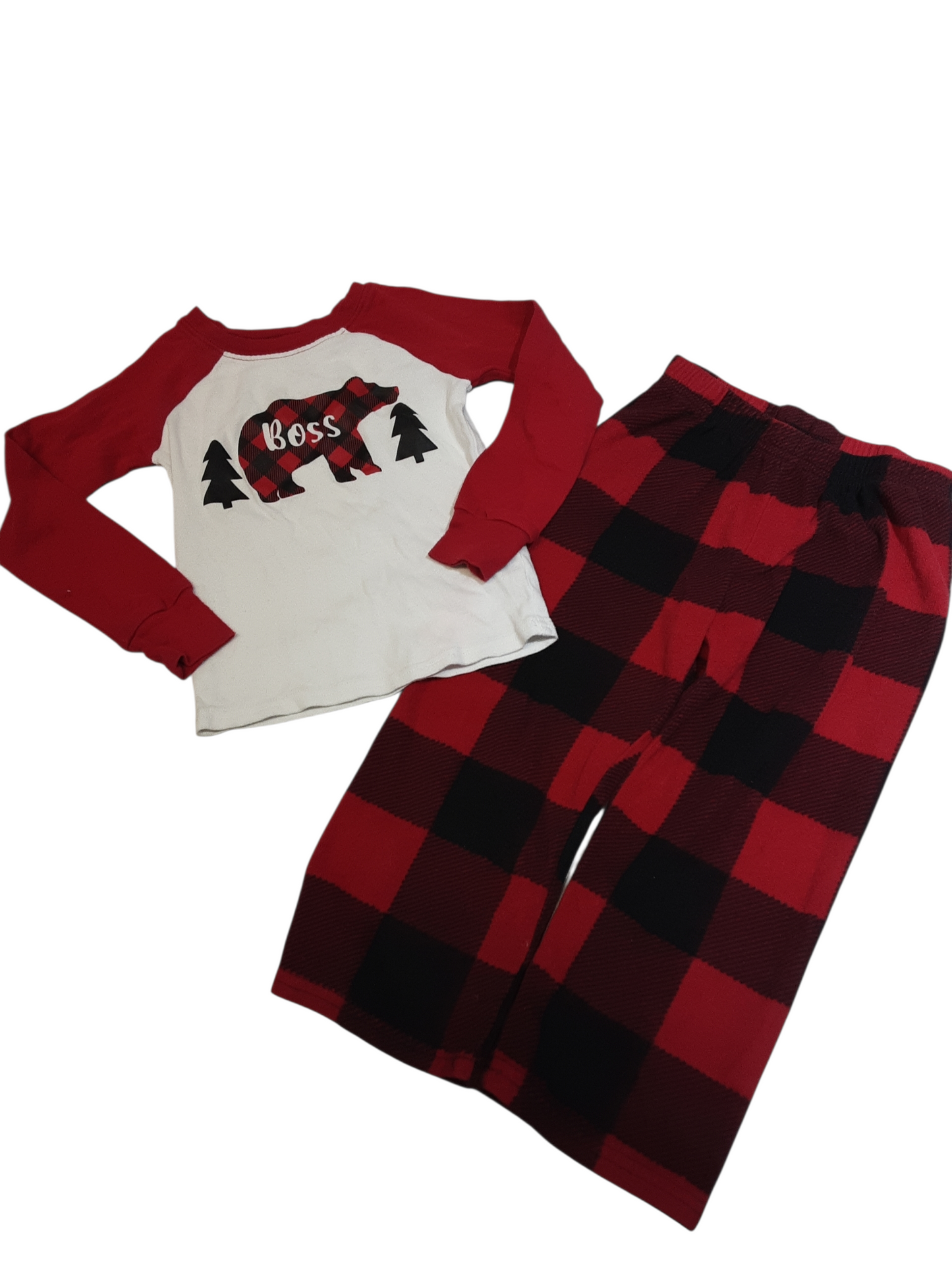 BOSS Buffalo plaid Bottom Fleece Pjs size 4