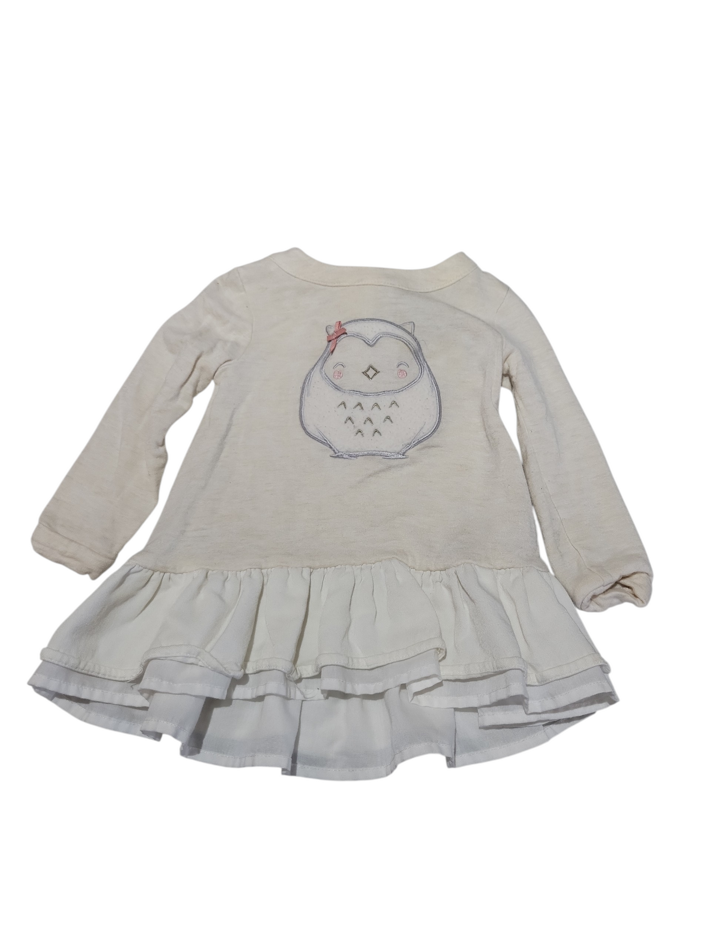 Owl top with ruffles 12m