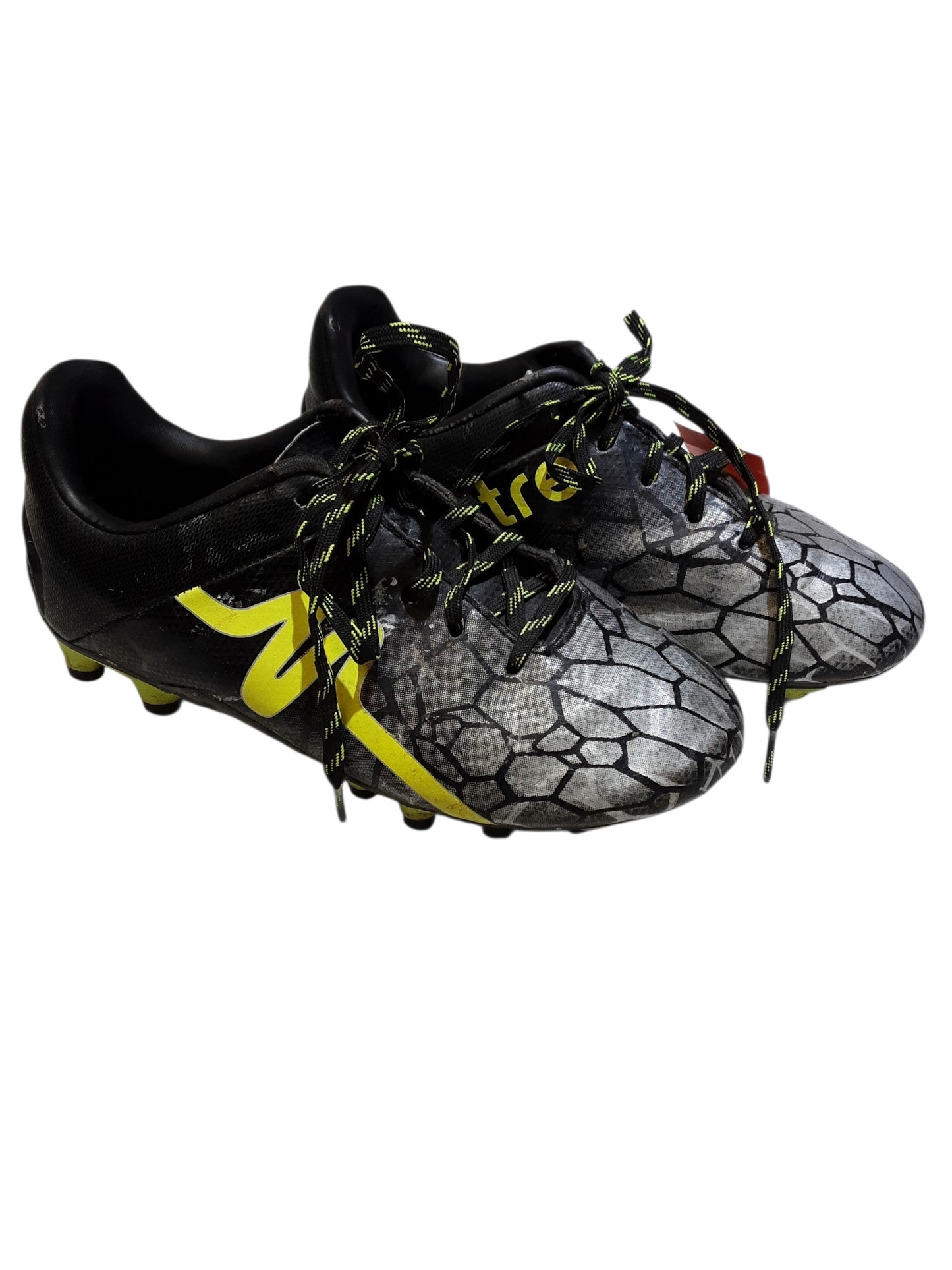 Black silver yellow soccer cleats size 13