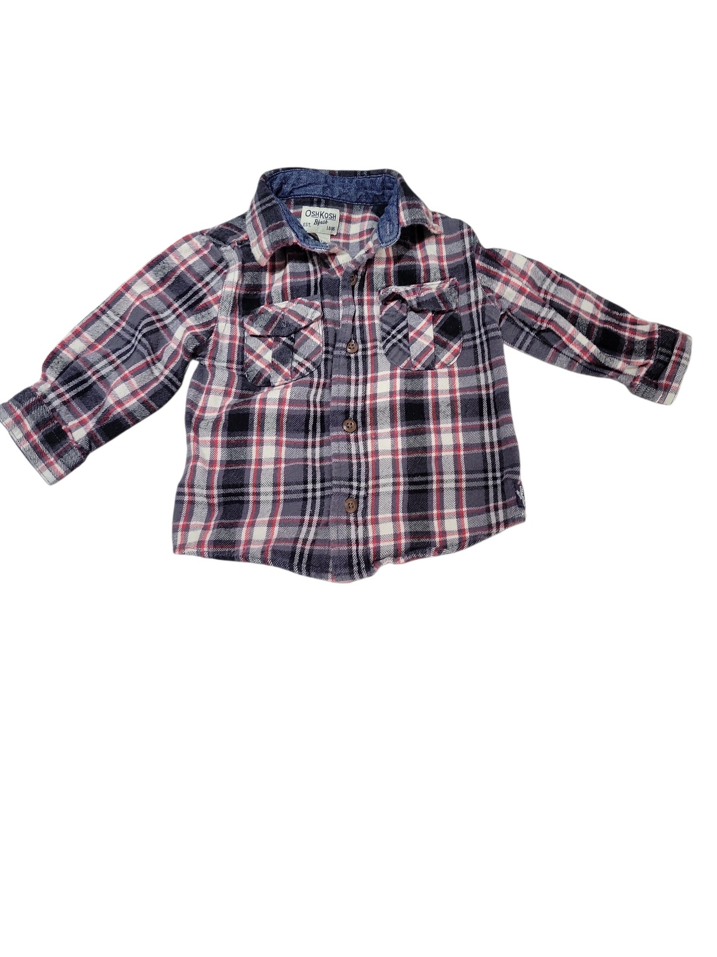 Red and Grey flannel shirt 18m