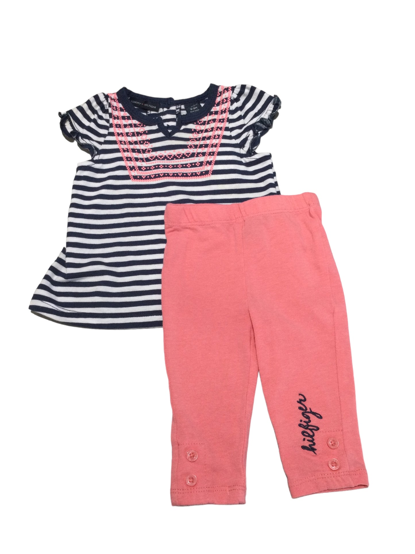 Navy & Pink 2pc Outfit, size 0-3m