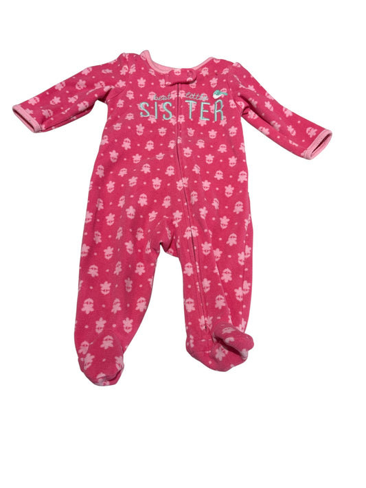 Fleece “best little sister” sleeper 0-3m