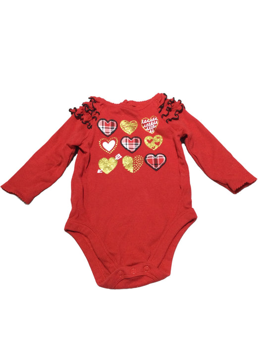 Red Plaid Hearts Long Sleeve 6-9m