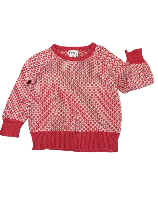 Coral & white knit sweater 4T