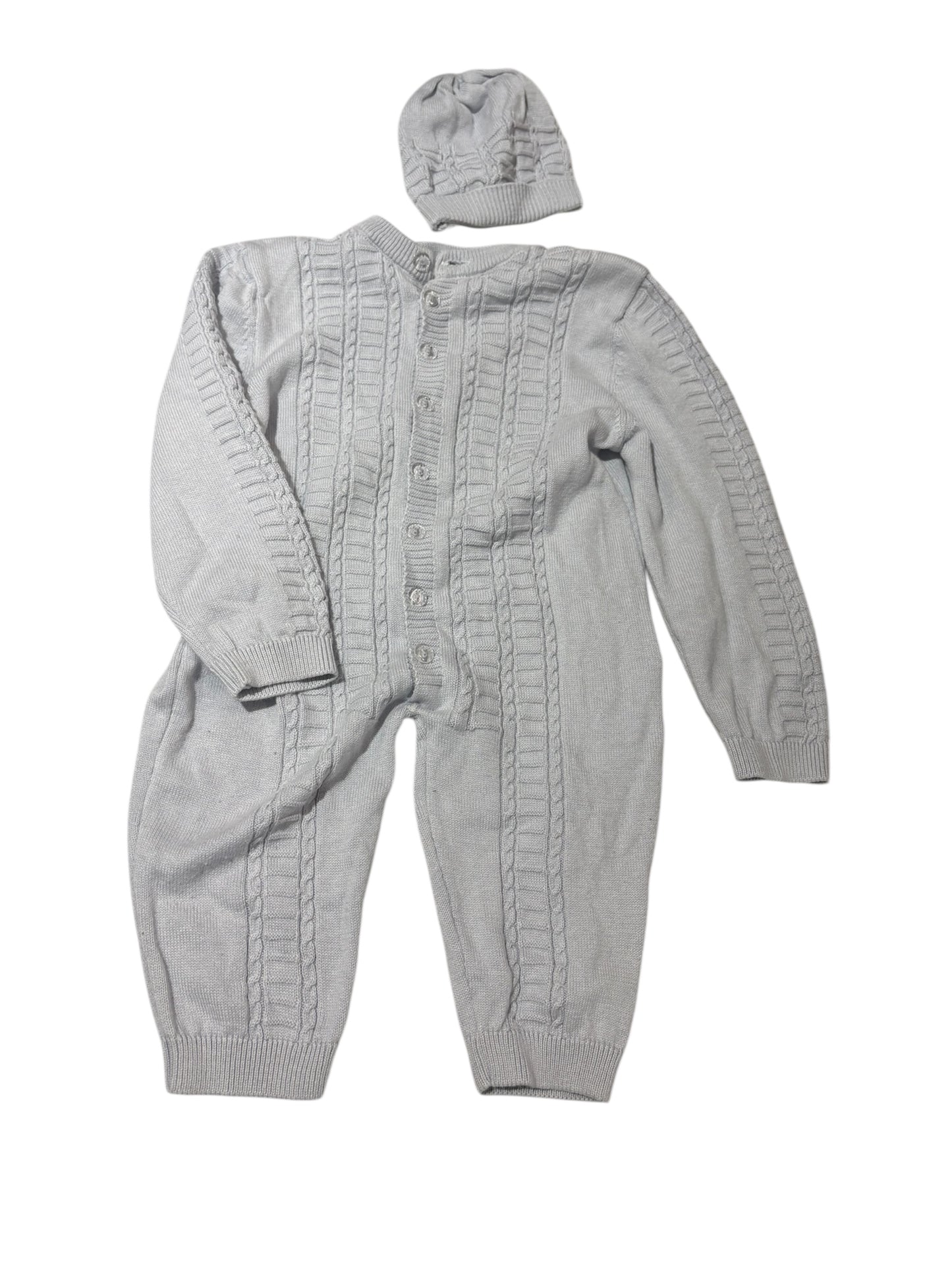 2 piece outfit & hat 9-12m
