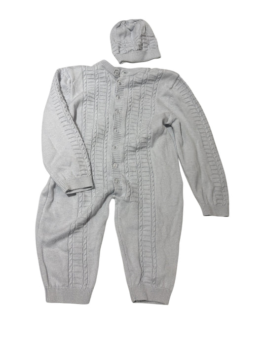 2 piece outfit & hat 9-12m