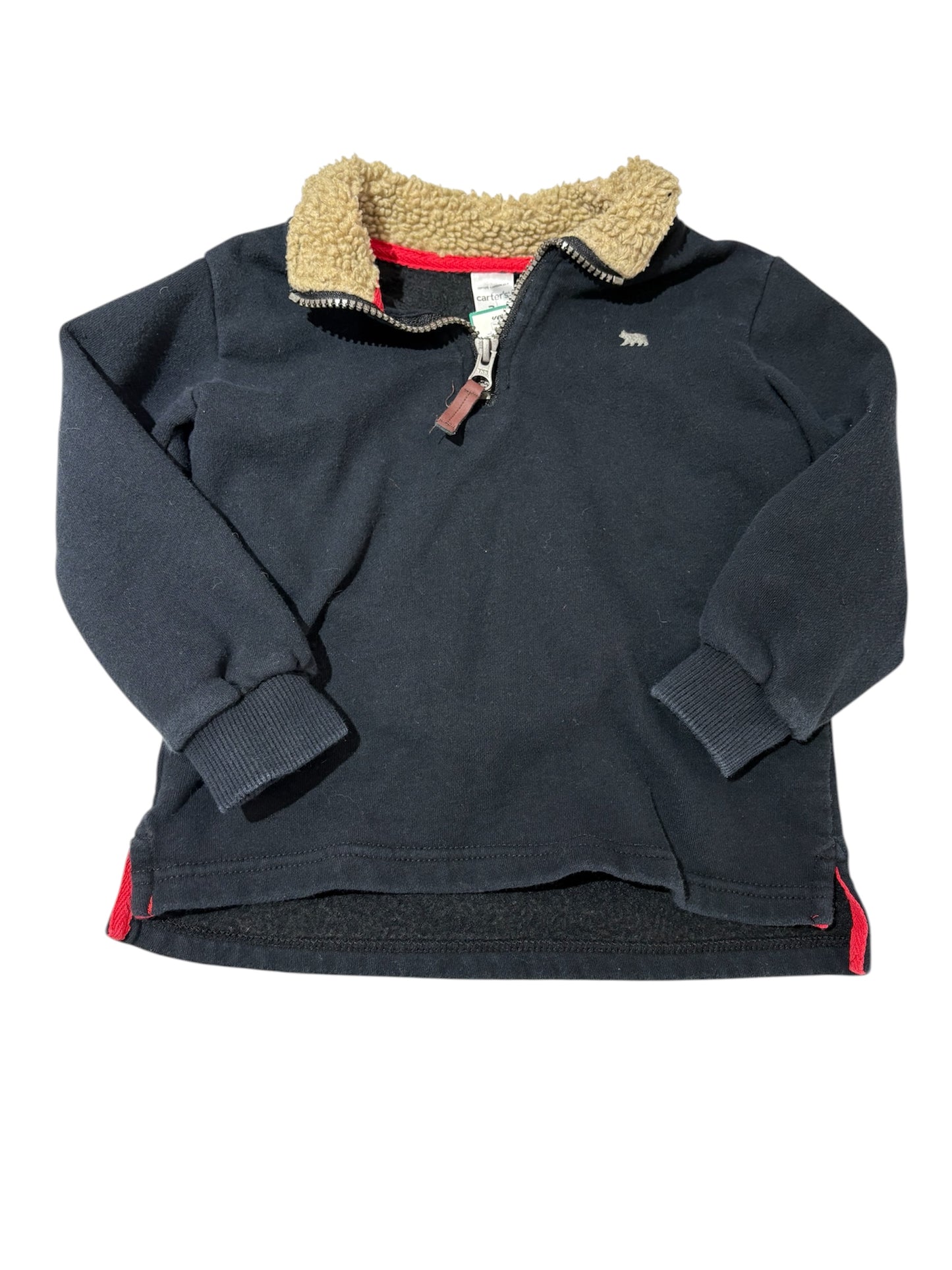 Quarter zip with bear detail 3T