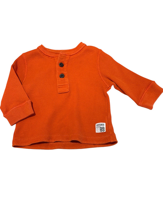 Orange waffle knit Henley 6-9m