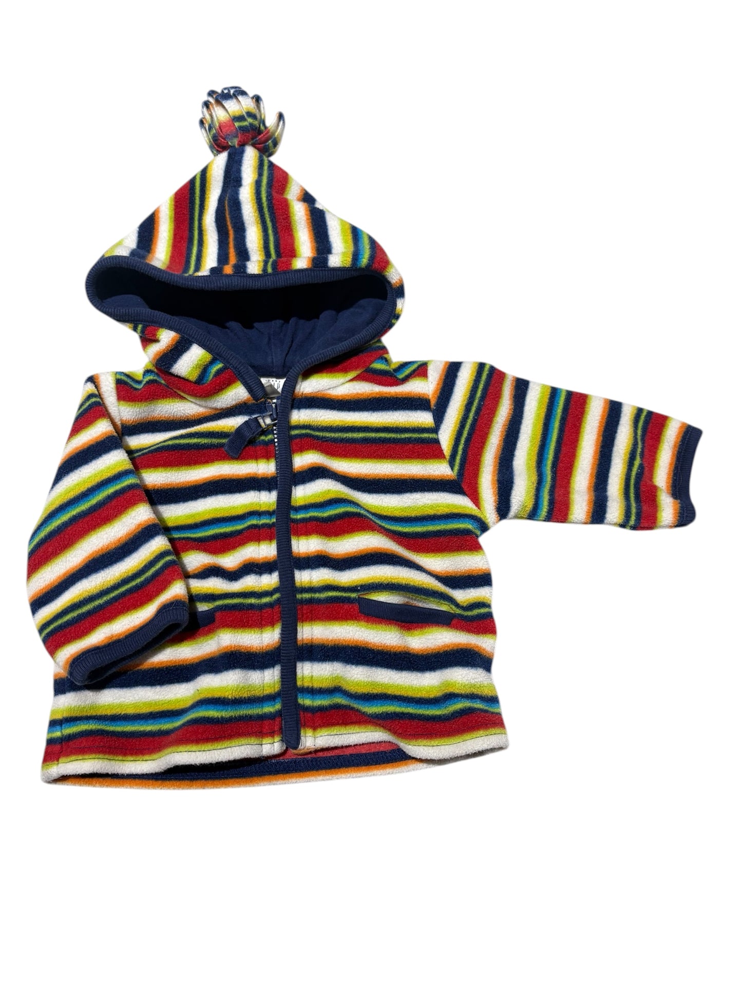 Fleece striped zip up 0-3m
