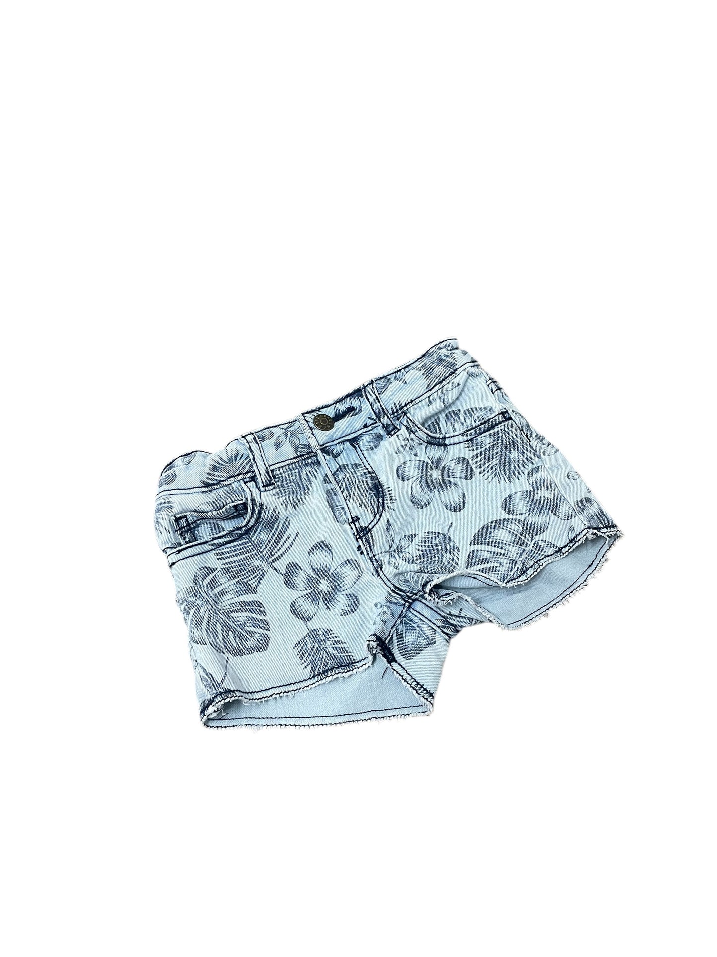 Tropical Print Denim Shorts 3
