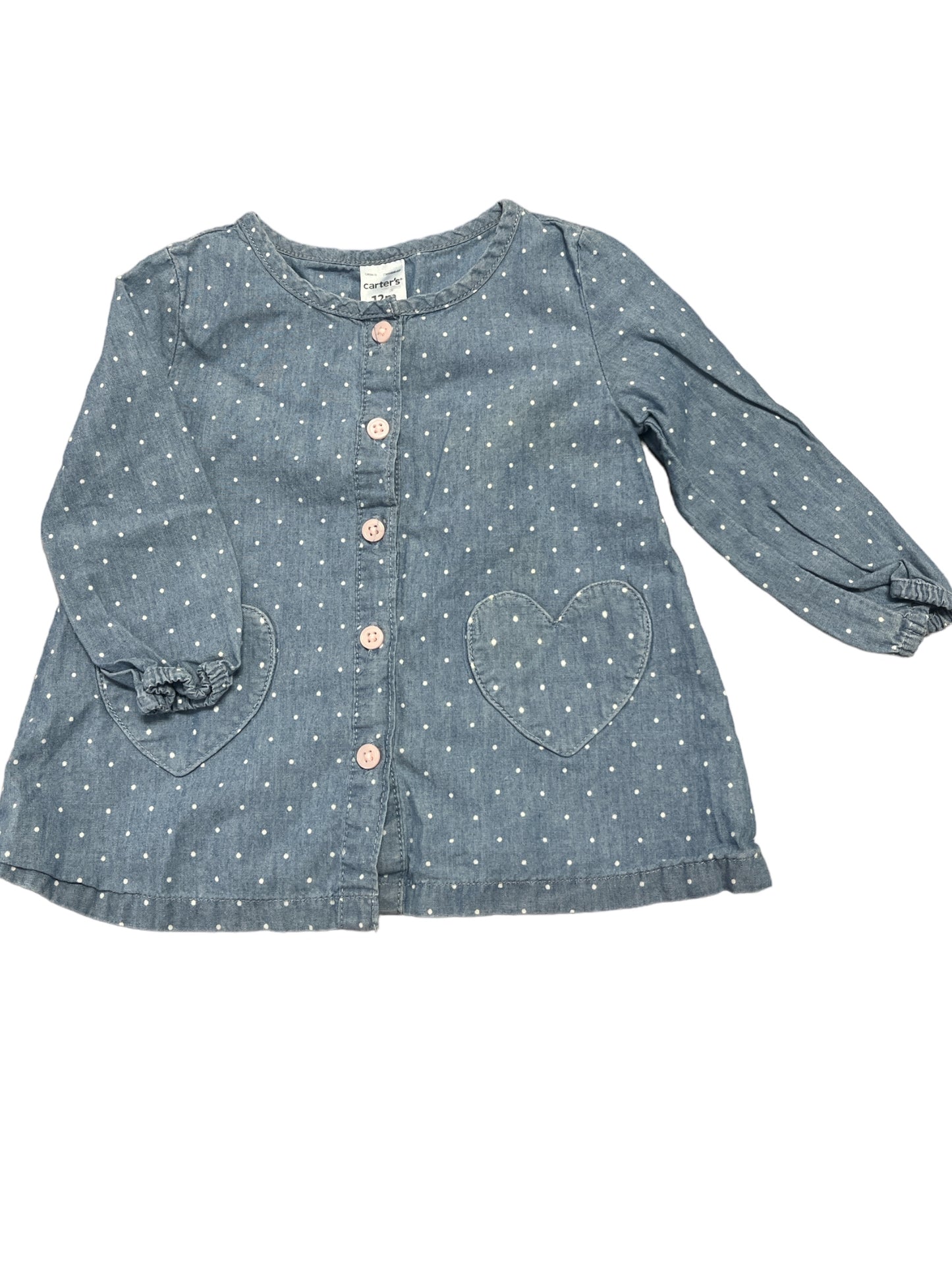 Denim heart button up 12m