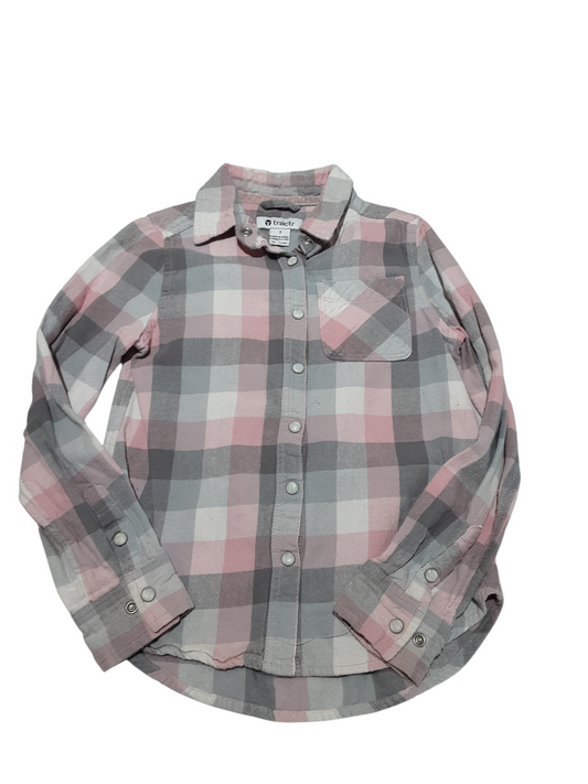 Pretty pink flannel top sz 7