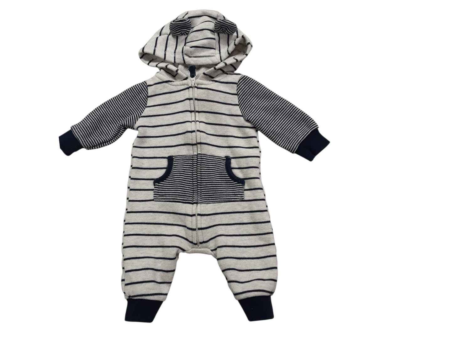 Fleece lined blue stripes size 3m