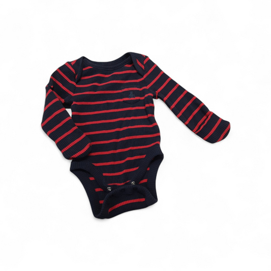 Red and Navy Striped Onsie sz 0-3m