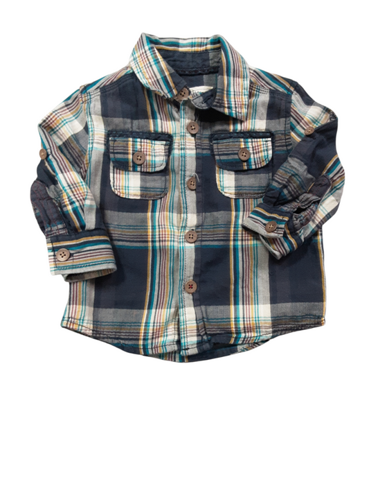 Blue plaid, size 12 months.