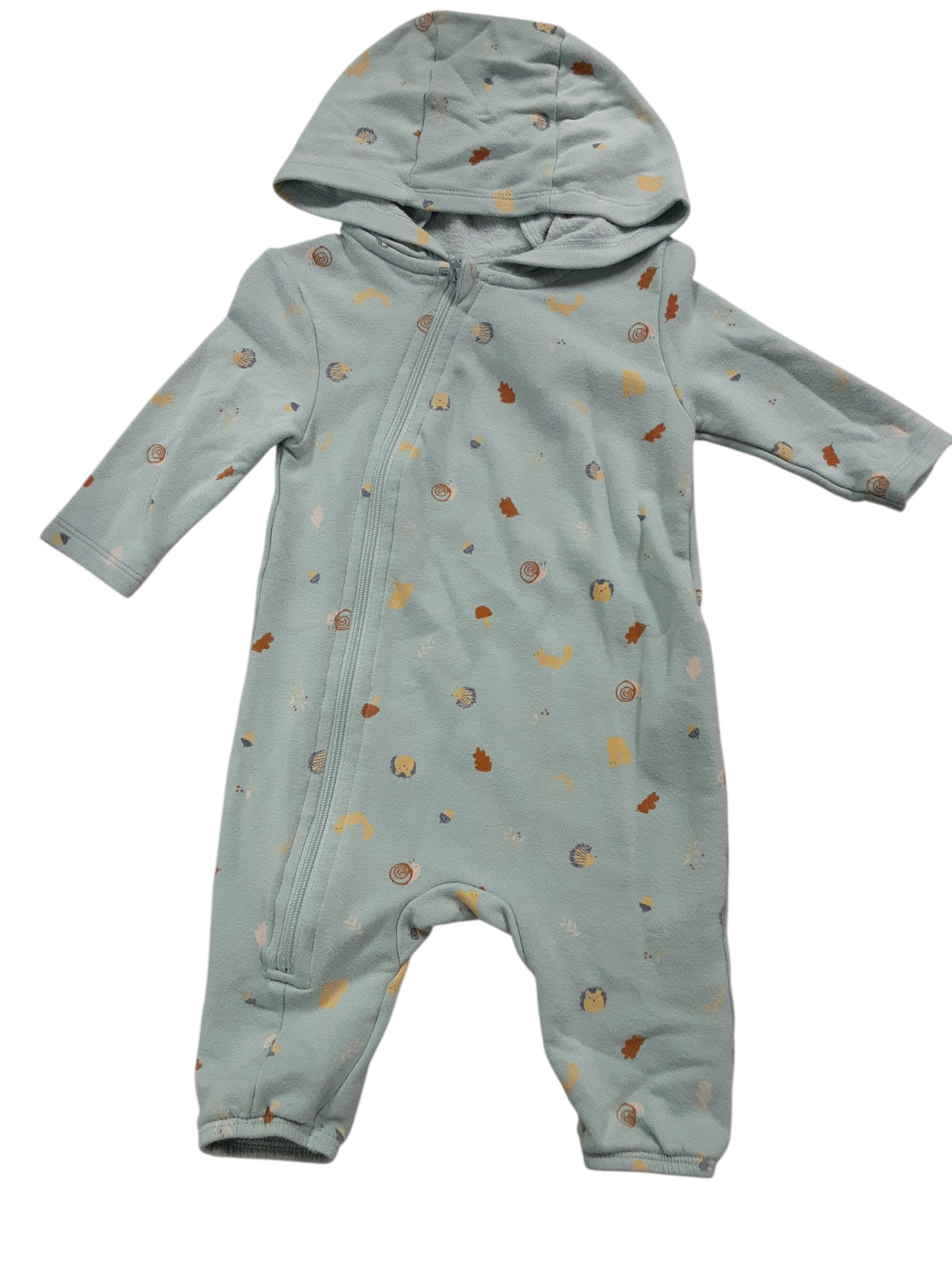 Mint green hooded romper size 0-3m