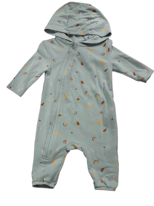 Mint green hooded romper size 0-3m