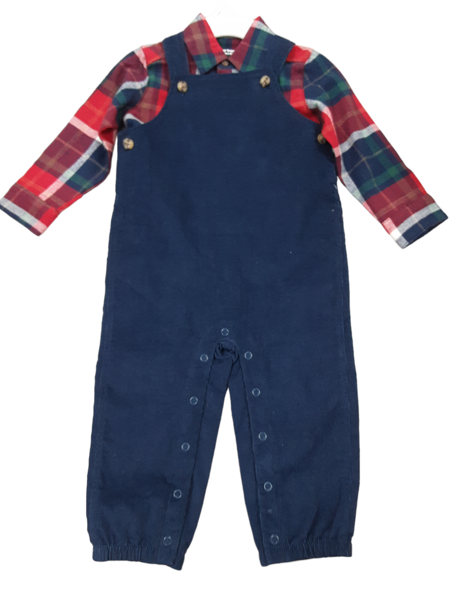 Plaid overall set size 18months