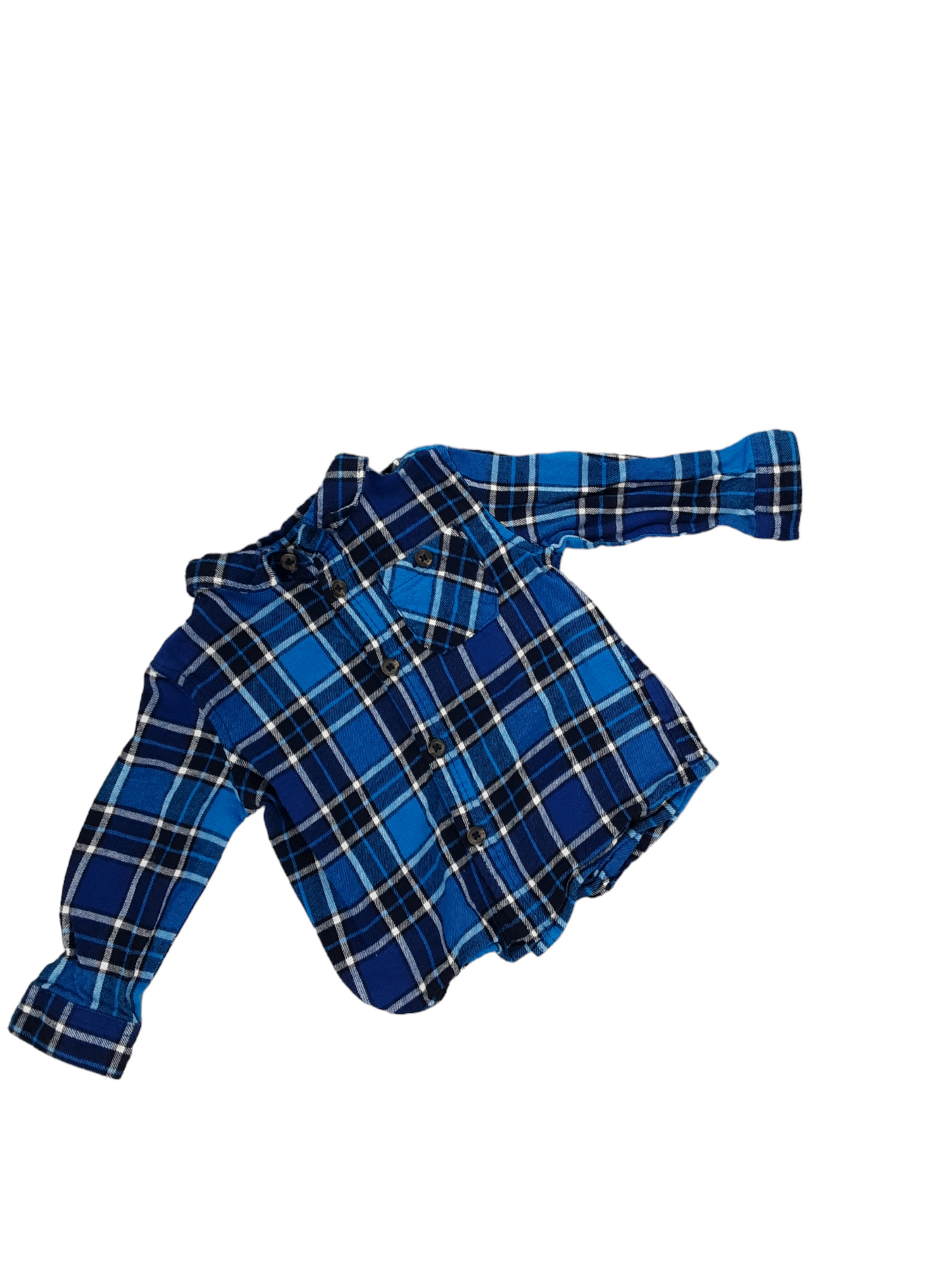 Blue plaid long sleeve size 12 to 18 months