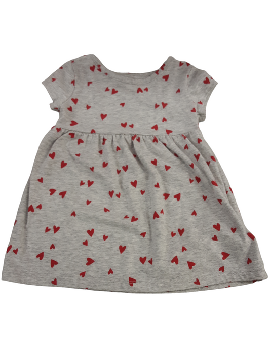 Grey with hearts tshirt dress size 12-18months