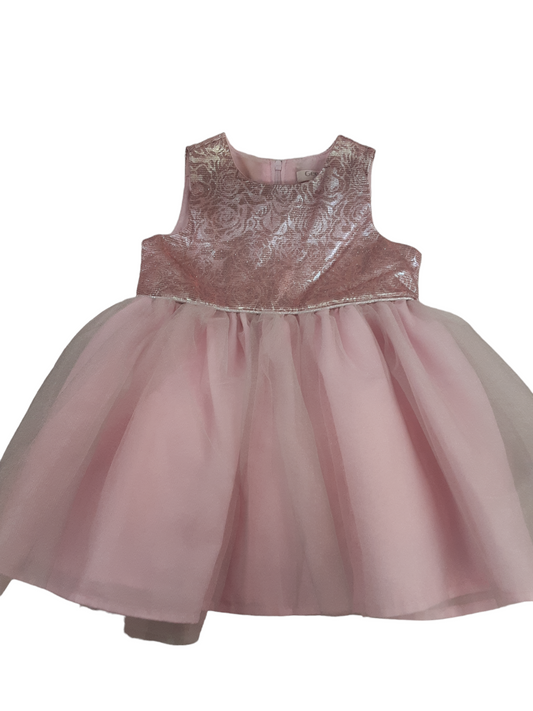 Glittery pink with silver rose tulle dress size 12-18months