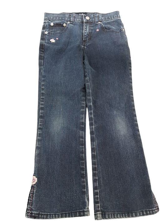 Split flare Jean with floral accents size 6